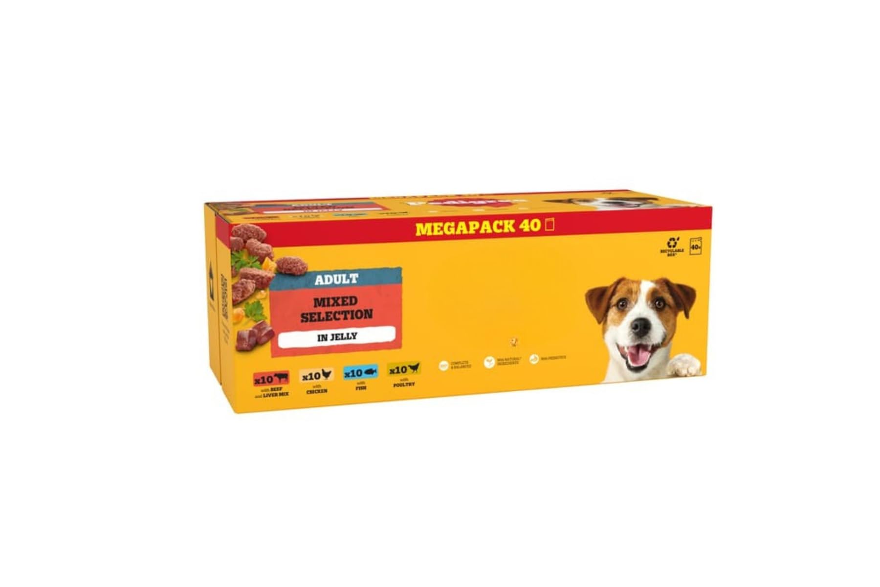 Adult Wet Dog Food Mega Pack Pouch 40 X 100g - Mixed Selection Jelly - No Added Artificial Flavours, Artificial Colours Or Artificial Preservatives - Made With Ingredients Sourced With Care