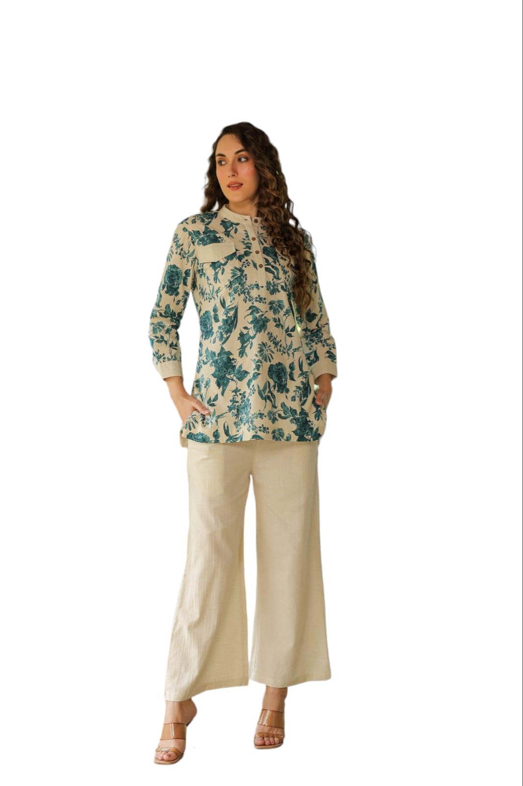 jisora Women's Organic Printed White Pure Cotton Pyjama Top Night Suit Set-picture-37