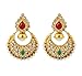 Touchstone Indian bollywood multicolor Chand bali moon jewelry earrings in antique gold tone for women