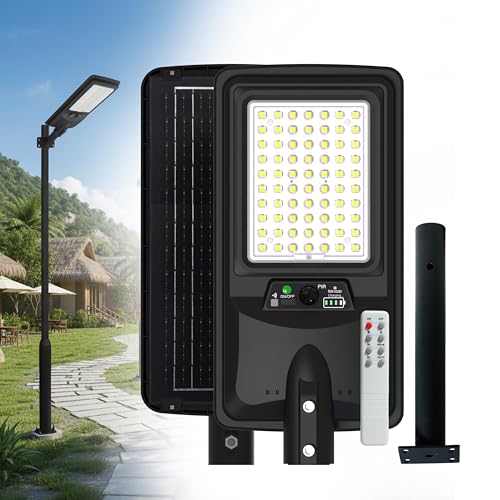 Image of Homehop Solar Light Outdoor Home Garden Street 150W Motion Sensor Wall Lamp | Solar Street Light Outdoor Waterproof Automatic LED Night Security for Road and Pathway with Pole (Cool White,10000mAh, ABS)