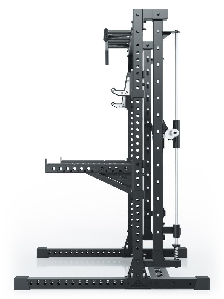 ATLETICA R7 Saber | Squat Rack con Multipressa | Squat Rack con Smith Station/Multipressa integrata. Opzionale Did Deadlift Station modulare espandibile.