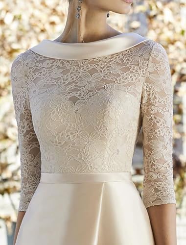 Sheath/Column Elegant Mother of The Bride Dress Knee Length Jewel Neck 3/4 Sleeve Wedding Guest Dress Appliques 20252