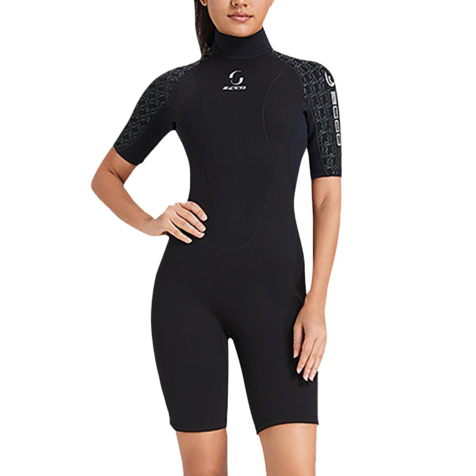 Generisch Short à manches courtes pour femme, épais et chaud, 3 mm, combinaison de plongée pour femme avec short