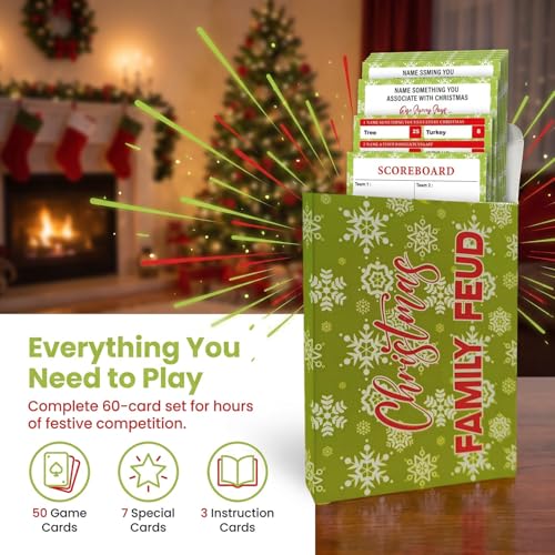 60 Pcs Christmas Family Feud Juego Navideño de Preguntas miniatura 3