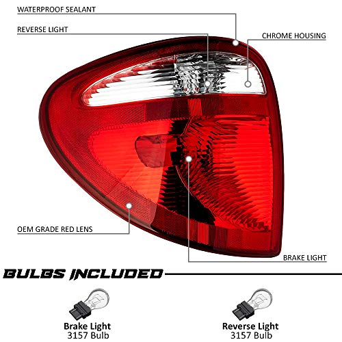 Epic Lighting Rear Brake Tail Light Lens And Housing Assembly Replacement For Chrysler Dodge 2004-2007 Town & Country Caravan Grand Caravan [ Ch2800157 68241335Aa 4857955Aa ] Left Driver Side Lh #TOP2
