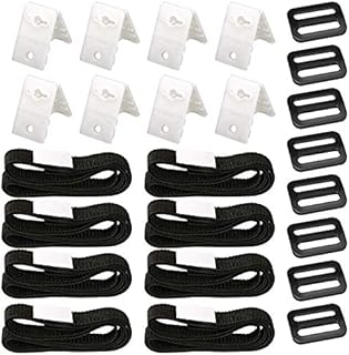 Ponwec 24PCS Pool Solar Cover Reel Attachment Straps Kit for In Ground Swimming Pool Solar Blanket Cover Reels Straps Solar Blanket Straps Including 8 Nylon Straps with Tabs, 8 Cord Plates,8 Buckles