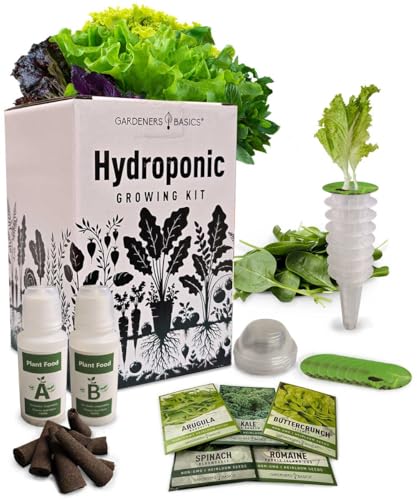 Lettuce Pods Beginner Indoor Garden - Includes Romaine, Buttercrunch Lettuces, Spinach, Arugula, and Kale Heirloom Seeds, Sponges and More! - Complete Hydroponic Garden Salad Kit