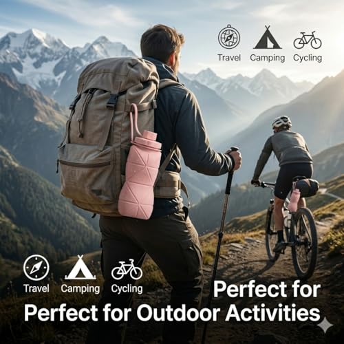 Image of foldable water bottle 610ml Collapsible Silicone Water Bottle | Foldable, Leakproof BPA-Free | Portable Wide Mouth Bottle for Travel, Gym, Cycling, Camping, Sports | Multicolor (Assorted) 1Pcs.