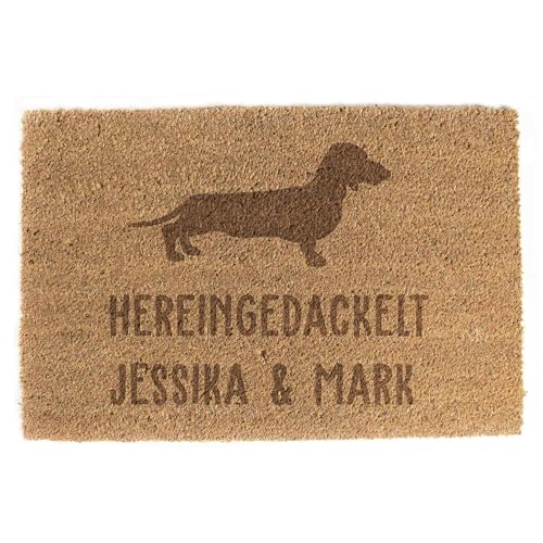 LAUBLUST Fußmatte Personalisiert - Motiv Hund - 60x40cm, Kokos | Geschenk Hundeliebhaber | Umzugs-...