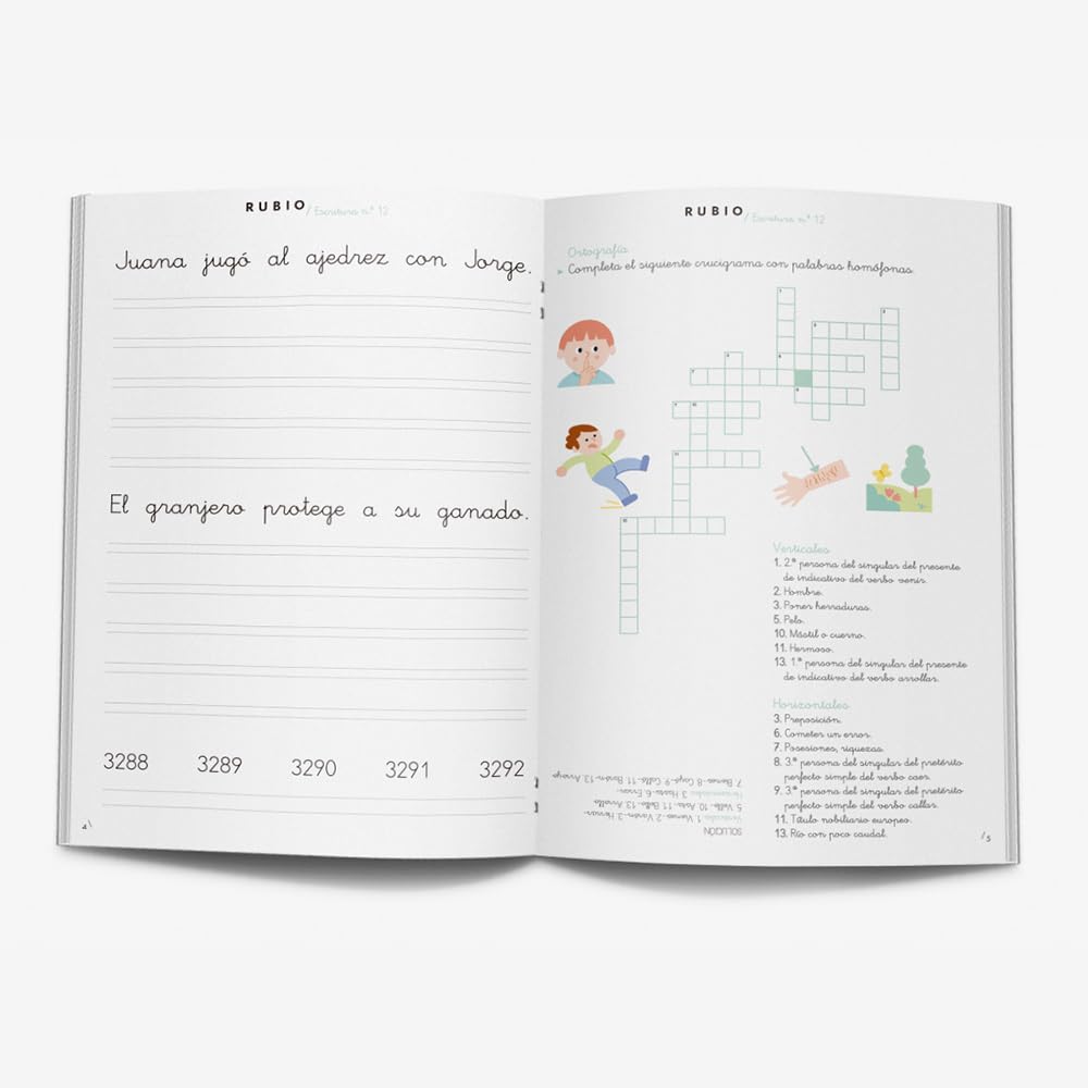 12 Escritura RUBIO | Cuaderno para mejorar la letra y la ortografía | +10 años