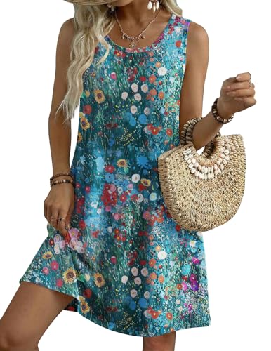 Image of Zeagoo Womens Summer Dress 2026 Sleeveless Casual A-Line Tshirt Sundresses