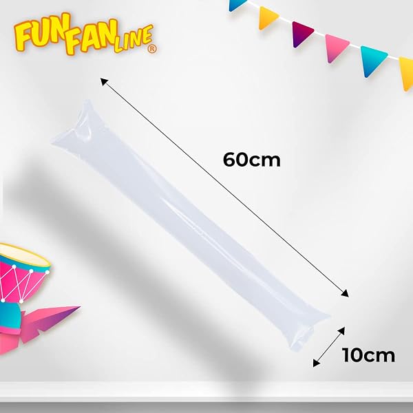 FUN FAN LINE Confezione da 100 Bastoni Gonfiabili Riutilizzabili. Bam Bam Thunder per Animazione e Fare Il Tifo. Cotillon Sportivo e Celebrazioni - 3