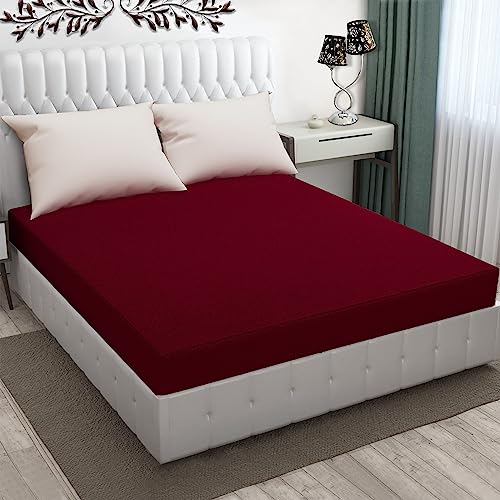 Image of Dream King Luxury Being Terry Cloth Fitted Mattress Protector Single Bed | Waterproof Ultra Soft Mattress Cover | Hypoallergenic Bed Cover 42X78 inch (Maroon)