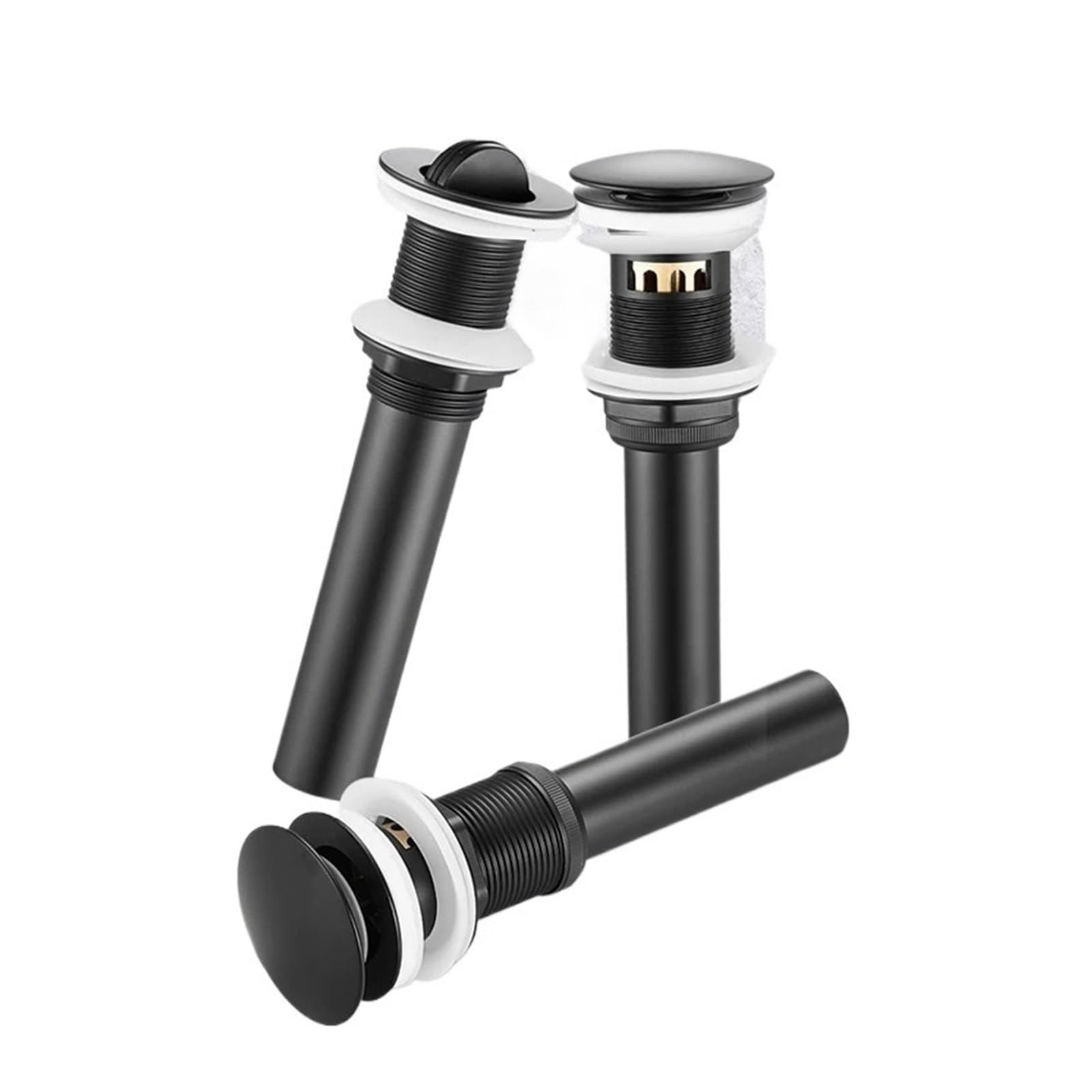 Tappo Lavandino Bagno Lavandino in ottone for bagno Scarico pop-up Lavabo L'acqua lascia il lavandino Tappo di scarico Scolapiatti Filtro rimbalzo for lavabo in oro nero Adatto per Cucina e Bagno(Colo
