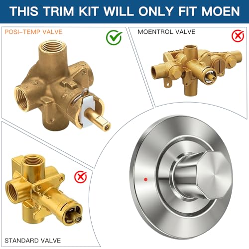 Kit de recambio para ducha y bañera con balance de presión, manija y placa de cubierta, todo metal, compatible con válvula Moen y modelo 2510, manija de palanca para baño, cromo miniatura 3
