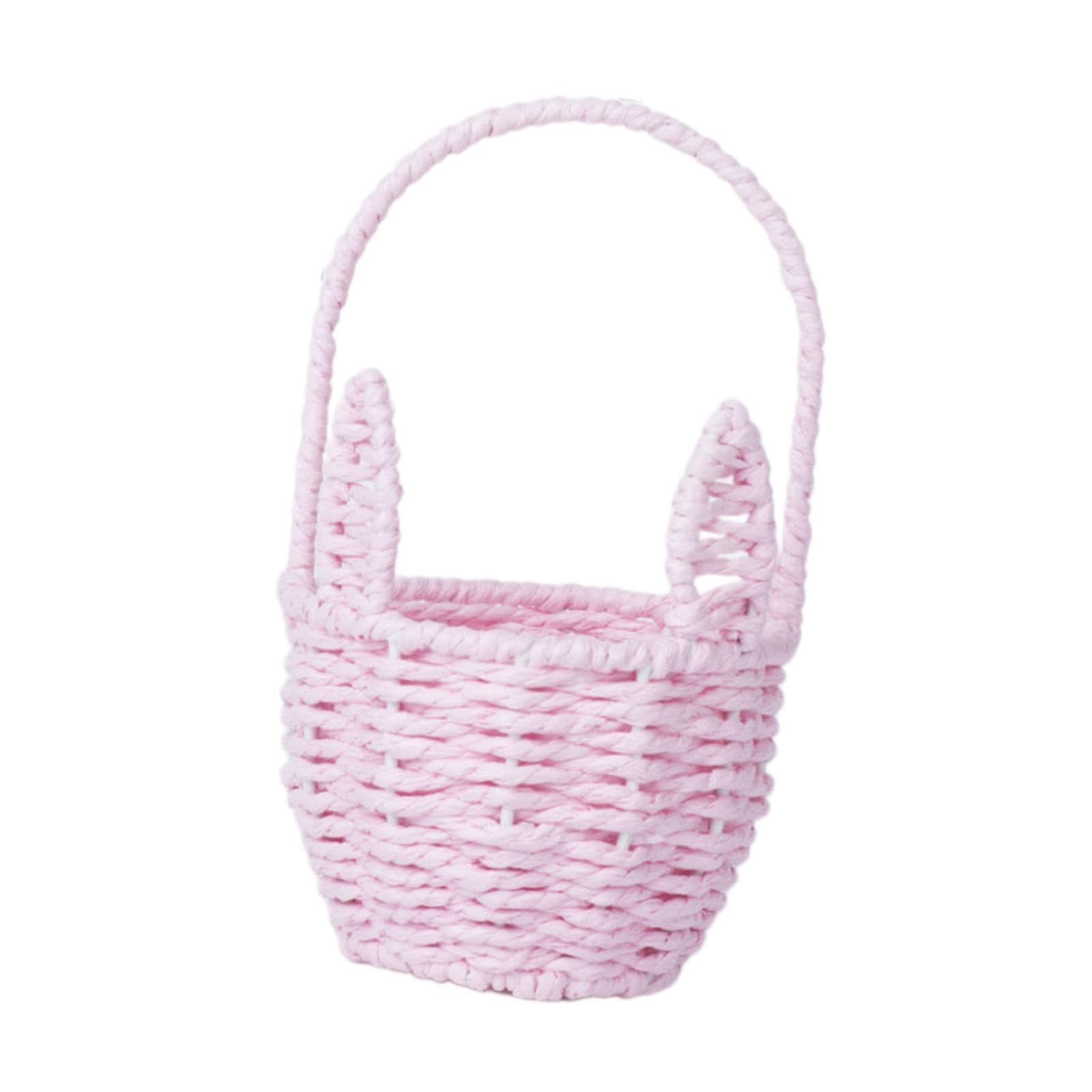 Set di 5 cestini pasquali a forma di coniglietto pasquale, decorazione pasquale, cestino per la cucina, la casa, il campeggio, rosa, 21 x 12,5 x 8,5 cm