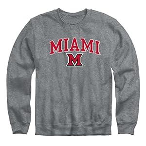 Barnesmith Miami University Redhawks Adult Unisex Crewneck Sweatshirt, Spirit, Charcoal Grey, Medium