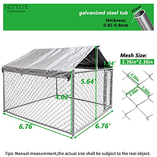 HITTITE Large Outdoor Dog Kennel, Heavy Duty Outdoor Fence Dog Cage, Anti-Rust Dog Pens Outdoor Dog Fence with… - Image 3