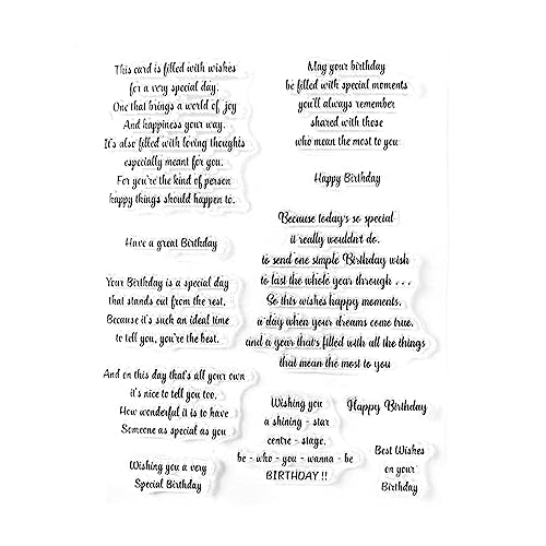 Arbuya Birthday Sentiment Clear Stamps for Card Making and Journaling,Verse Silicone Stamps Happy Birthday Saying Rubber Stamps for Crafting Scrapbooking