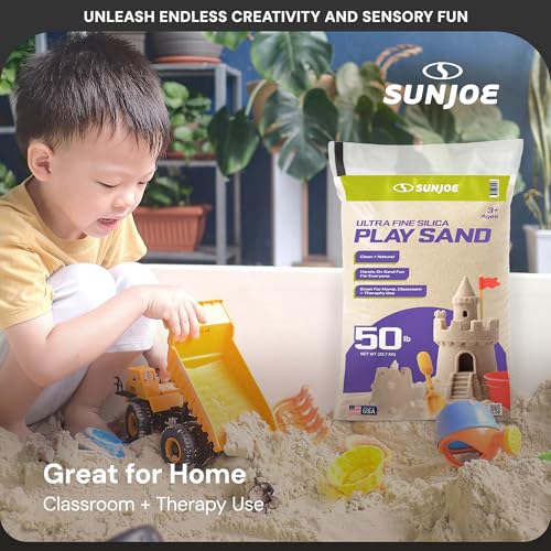 Image of Sun Joe 2 Pack Silica Play Sand for Sandbox, Sensory Table & Garden Spaces, Ultra Fine, 50 Lbs - Natural Craft Accessory for Molding, Digging & Sculpting - Ideal for Indoor and Outdoor Use
