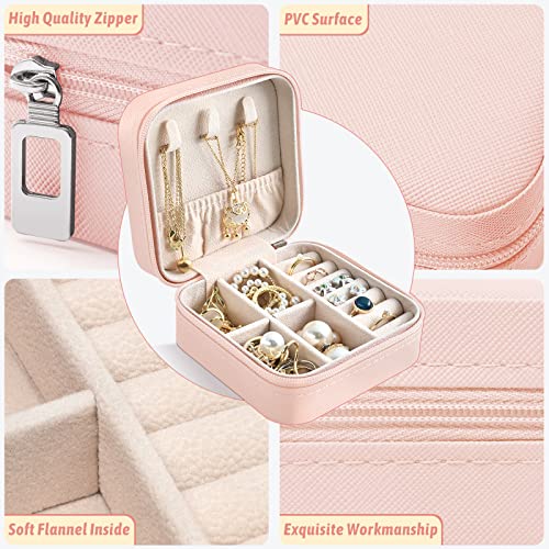 Image of Jewellery Box for Women, Girls, Children, Travel Small Jewellery Storage Box for Necklaces, Earrings and Bracelets, Pink, Polyvinyl Chloride PVC