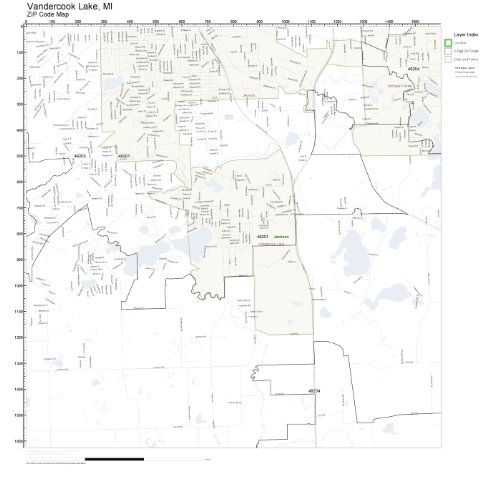 ZIP Code Wall Map of Vandercook Lake, MI ZIP Code Map Not Laminated