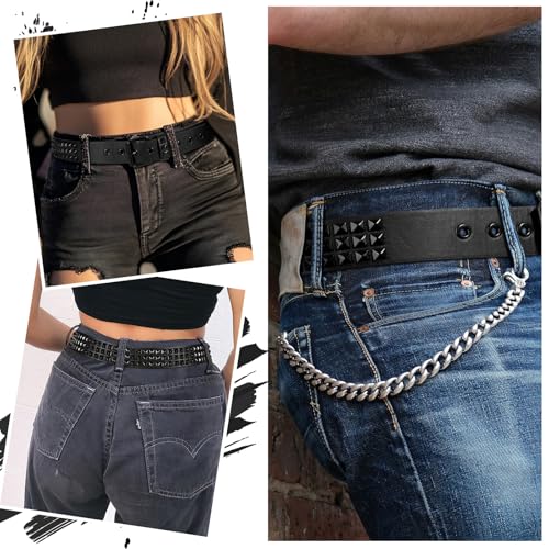 Image of Studded Belt for Women and Men Goth Metal Punk Belt Scene Style Cool Belts for Jeans