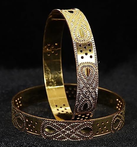 Image of NMII Brass Gold Plated Bangles Set For Women's & Girls (Pack of 2)