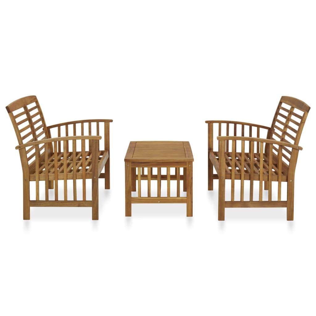 KCCKOM Garden Furniture Set 3 Piece Patio Lounge Set Solid Acacia Wood