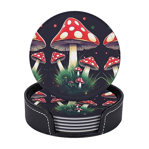 Dessous de verre champignons magiques en polyuréthane x6 - 6