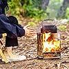 REDCAMP Wood Burning Folding Camp Stove Stainless Steel Grid, Portable Collapsible Backpacking Stove Survival Rocket Stove for Hiking Outdoor Tent Camping Picnic BBQ, Samll #1