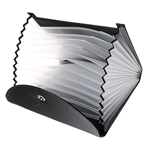 Btsky Pu Leather Expanding File Folders-13 Pockets A4 Letter Size Paper File Folder Accordion Business Document Organizer With Fasteners And Tabs (Black) #TOP3