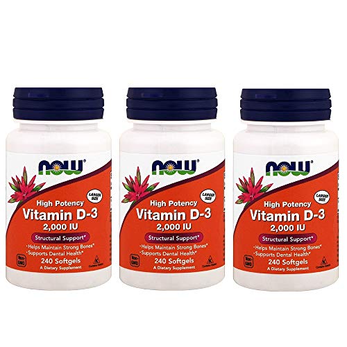 NOW Foods - High Potency Vitamin D-3 Structural Support 2000 IU - 240 Softgels ( Multi-Pack)
