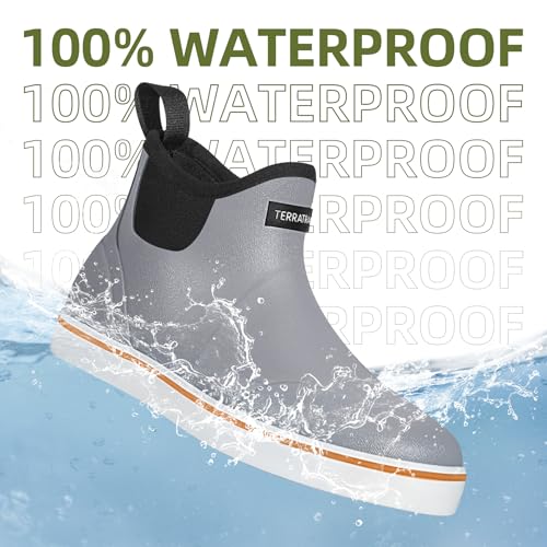Men's Waterproof Deck Rain Boots - Anti-Slip Rubber Ankle Boots for men, ideal for Fishing and Boating, All-Season4