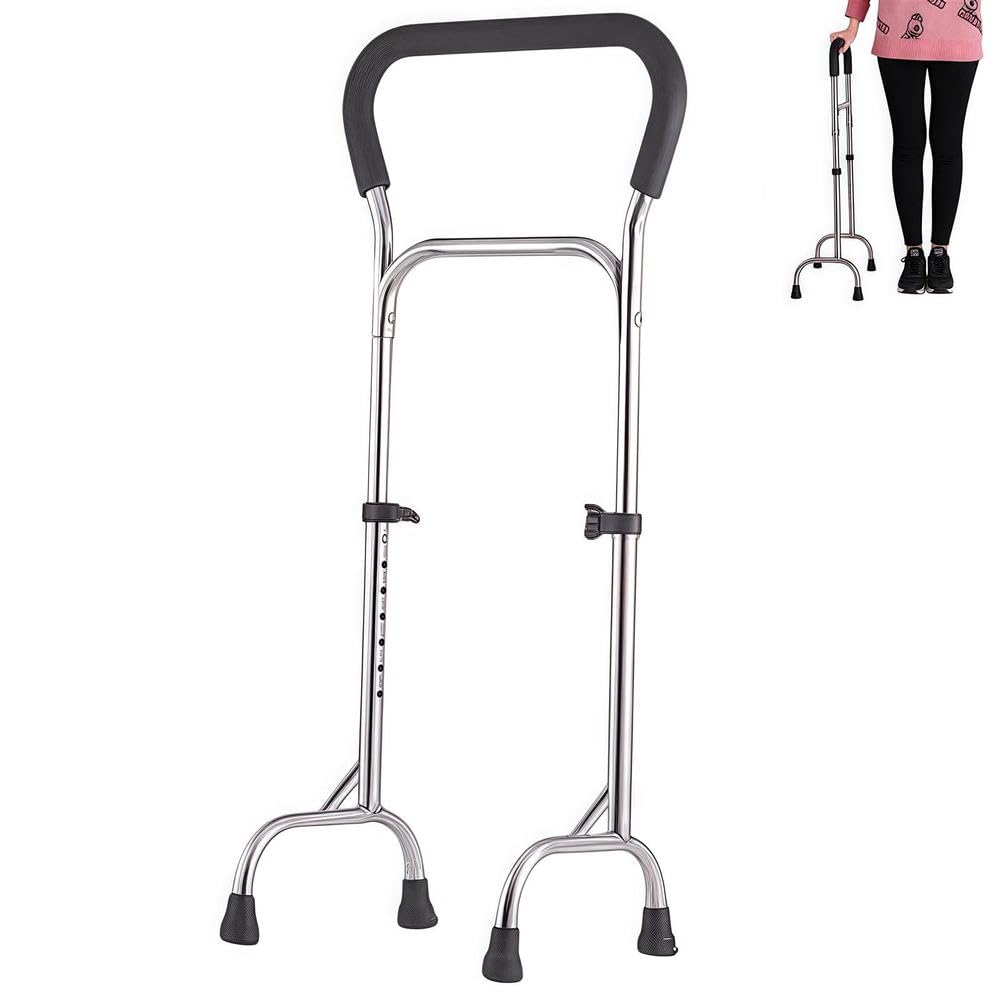 Bastón para ancianos, base ajustable de cuatro patas para estabilidad, ayuda a la movilidad para personas mayores
