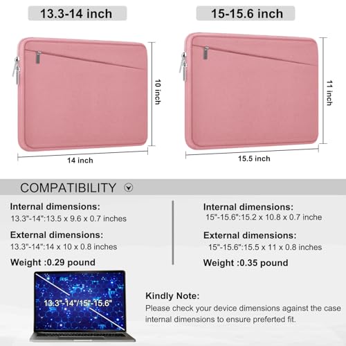 Image of 15.6 inch Laptop Case, Slim Computer Carrying Bag Protective Cover Briefcase with Front Pocket, Durable Laptop Sleeve for 15-16 Inch HP, Dell, Lenovo, Asus- Red Pink