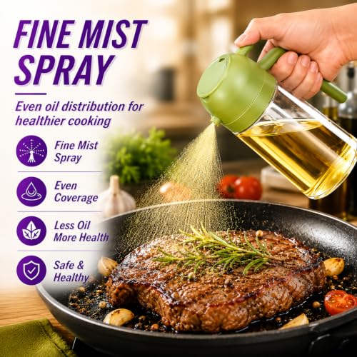 Image of 2-in-1 Glass Oil Sprayer and Dispenser Bottle with Handle Cocking Oil Bottle for Kitchen (500ml)