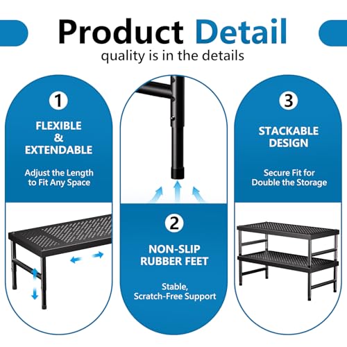 HI NINGER 42–72 cm Erweiterbares Schrankregal, Verstellbar & Stapelbar – Ansicht 7
