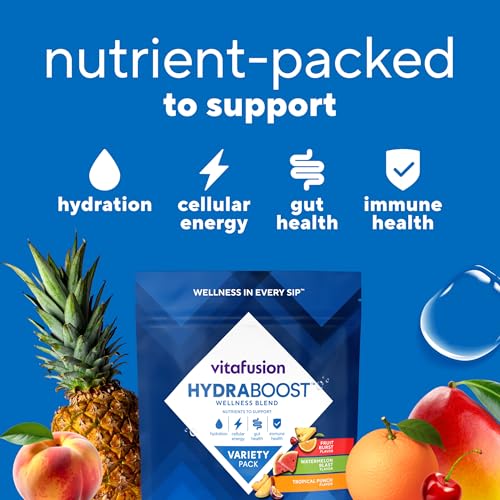 Vitafusion Hydraboost Drink Powder Packets, Electrolytes Support Daily Hydration, Vitamins Support Cellular Energy & Immune Health, Prebiotic Fiber Supports Gut Health, Variety Pack, 18 Sticks - image 3