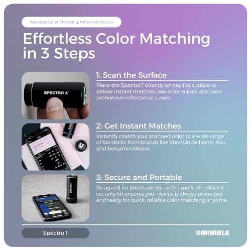 Image of Spectro 1 Mobile Spectrophotometer with Dock & Security Kit, Paint Color Matching Tool and Color Reader, Portable Colorimeter Spectrometer Color Sensor & Paint Scanner Device for Prints & Coatings