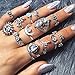 Produktbild Weiy 14 Stück Bohemian Wassertropfen Blumen Mond Sonne Hohl geschnitzt Knöchel Ringe Set Vintage Charming Punk Stapeln Ringe Finger Midi Ring Set für Frauen Mädchen Schmuck Zubehör Geschenk