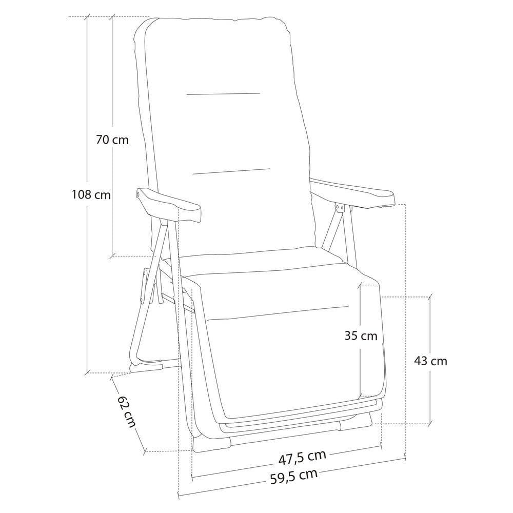 LOLAhome Set de 2 Sillones de Jardín Acolchado, Reclinable con Reposapiés Azul. Estructura de Tubo de Acero anticorrosión y Lona a Rayas. Colchón de 5 cm de Grosor, Plegable. 61x58x106 cm.