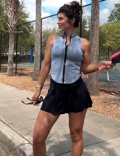 Image of Women's Workout Activewear Vests Cropped Sleeveless Yoga Athletic Golf Shirt Tank Tops