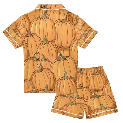 senya Pajama Sets Silky Button Down Nightwear Sleepwear Size 5-14 Years Many Pumpkins2