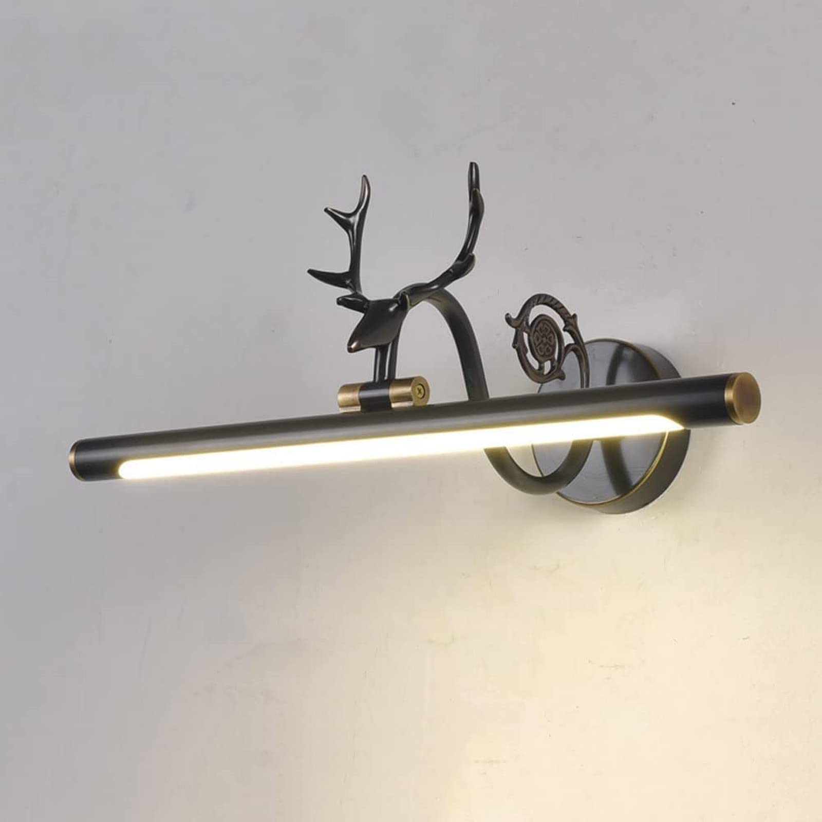Jybnbbe Black Wall Sconces, Mirror Light Retro Copper Wall Vanity Lights Farmhouse Bathroom Light, 240° Adjustable Linear Mirror Front Lamp V-Intage Vanity Sconces For Mirror Cabinets,-58Cm