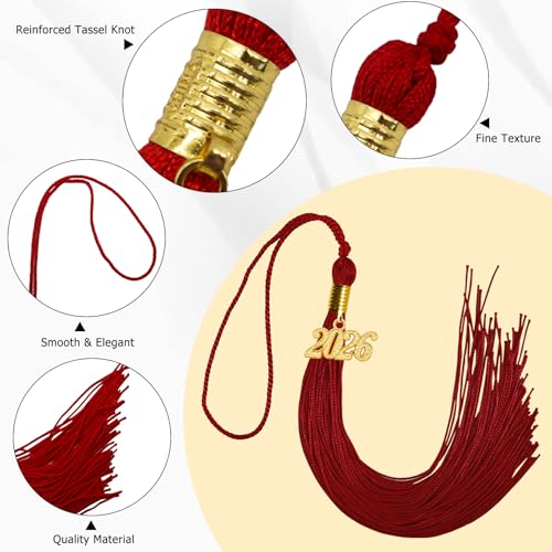 Image of GraduationMall Single&Multiple Color Graduation Tassel with 2026 Year Charm 9 inch