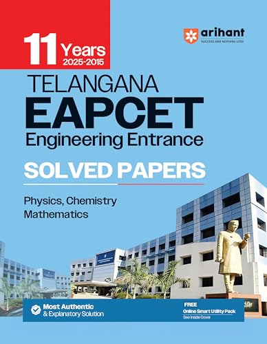 Image of Arihant Telangana EAPCET Engineering Entrance Solved Papers 2025-2015 | 11 Years PYQs with Detailed Explanations | Physics, Chemistry & Mathematics Practice Guide | English Medium