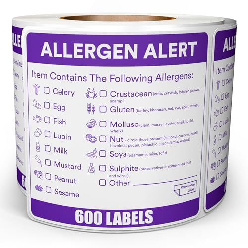 Allergen Labels 600pc Roll 5cm - Natashas Law Food Allergy Stickers