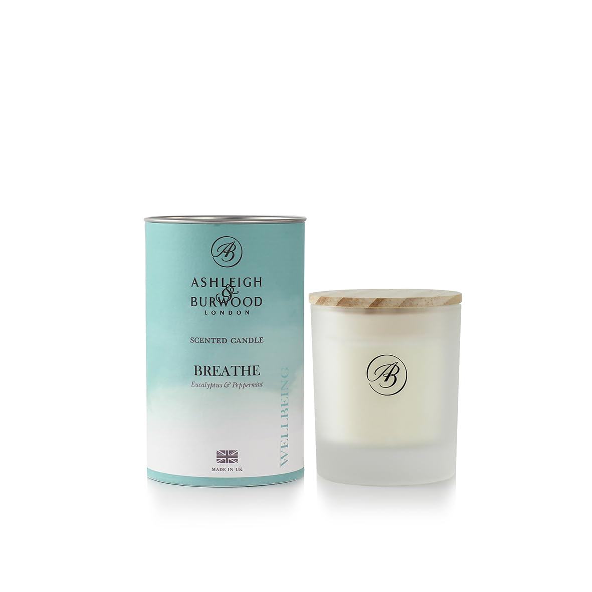 Ashleigh & Burwood Breathe Scented Candle | Wellbeing Collection | Eucalyptus & Peppermint | 140g | 28-Hour Burn | Relaxing Aromatherapy Candle | Made in UK | Head-Clearing Scent