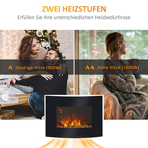 HOMCOM Elektrokamin Kamin Kaminofen Elektrischer Wandkamin 65 x 11,4 x 52cm – Bild 4